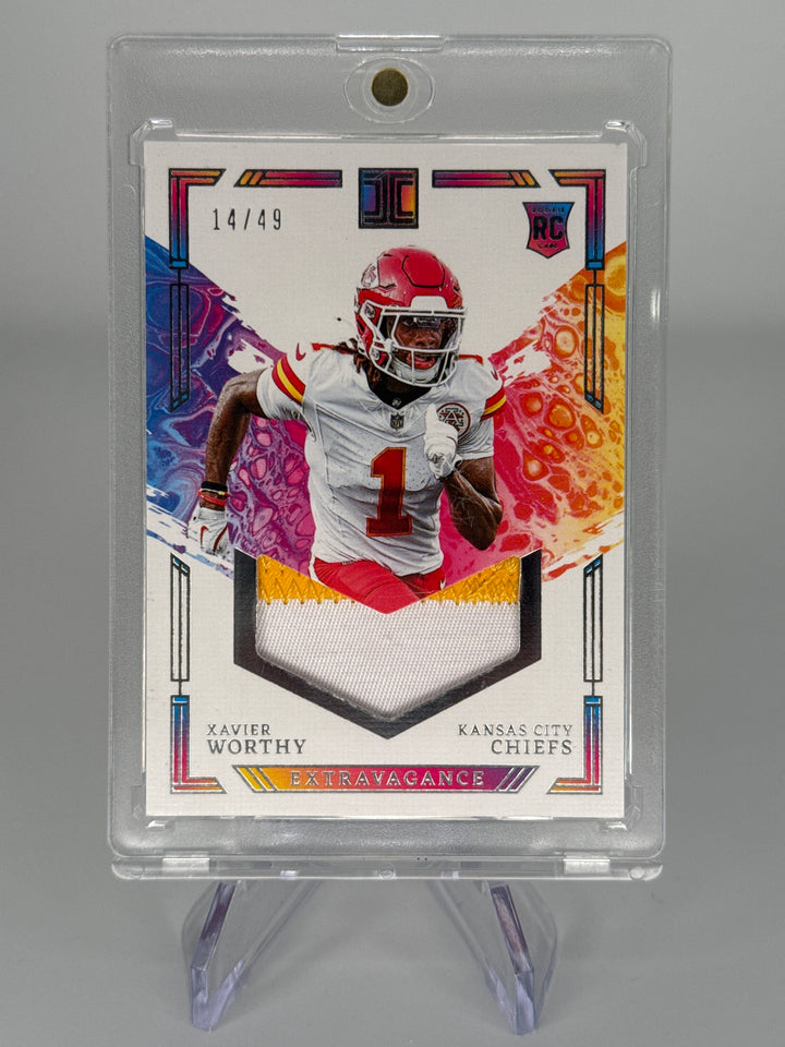 Xavier Worthy 2024 Panini Impeccable Extravagance Rookie Relic, 14/49