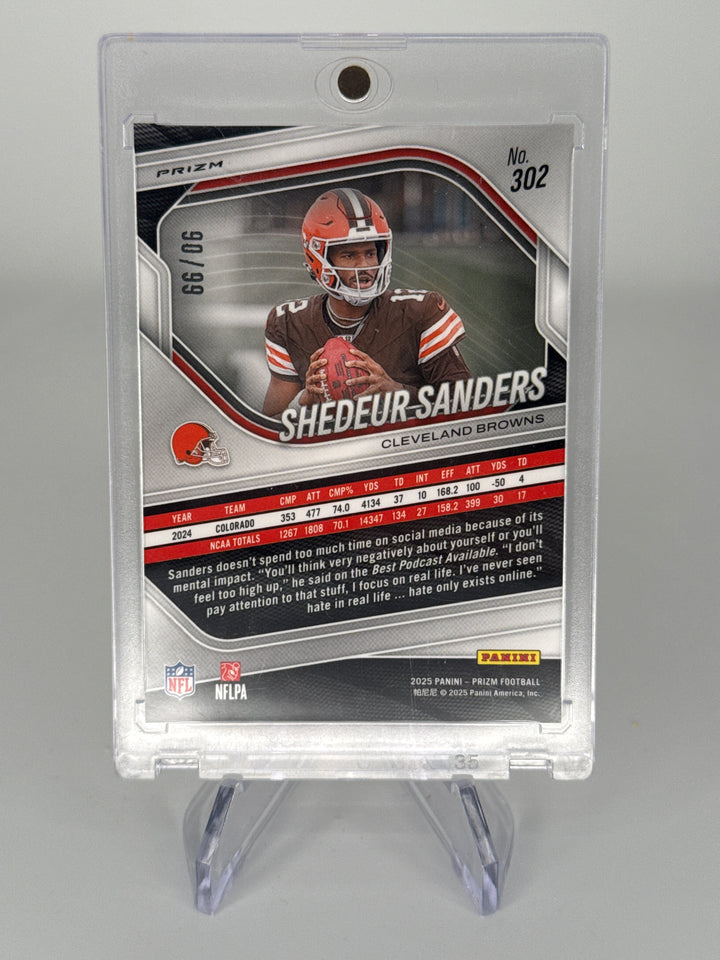 Shedeur Sanders 2025 Panini Prizm No Huddle Red Rookie, 90/99