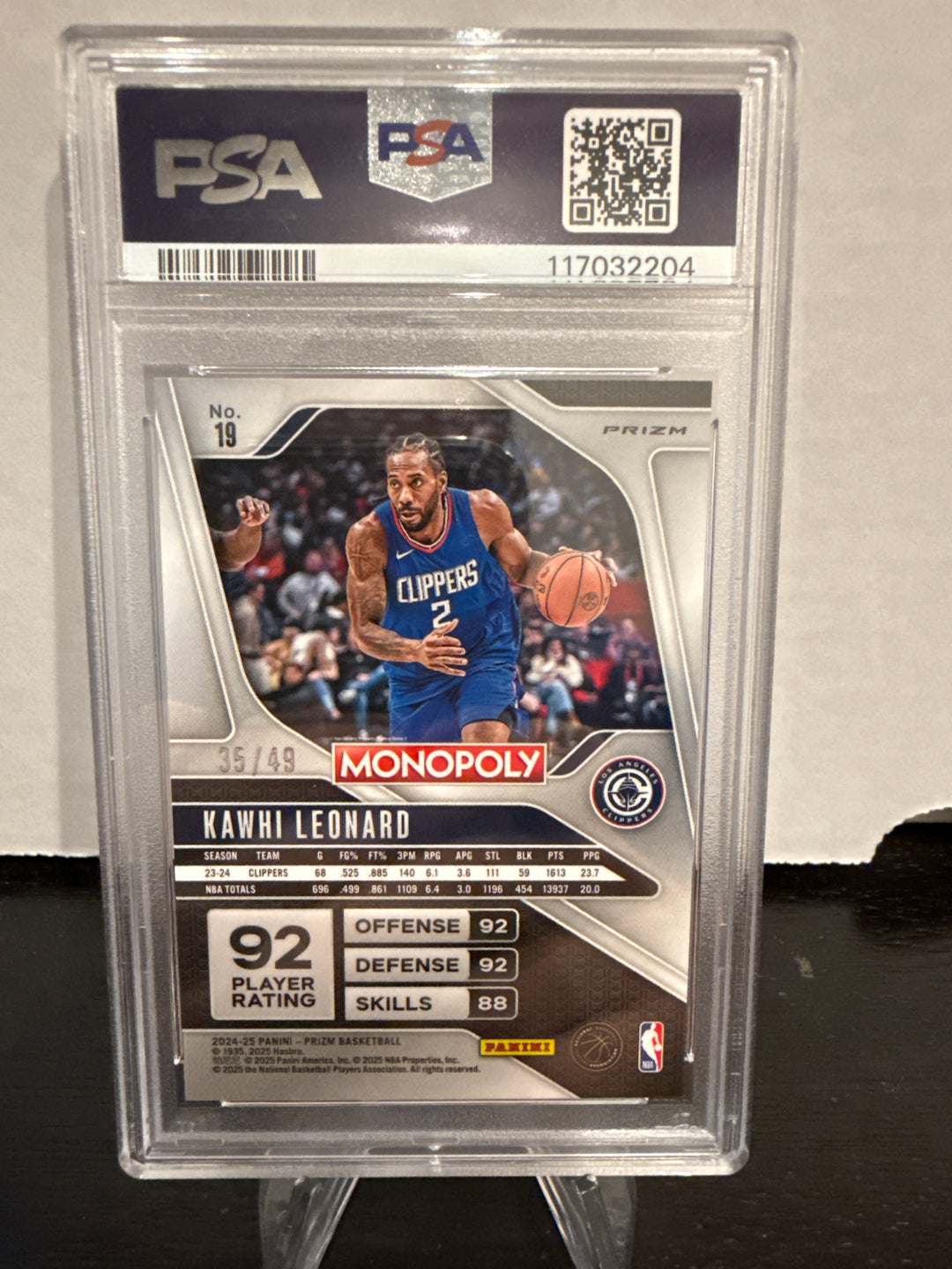 Kawhi Leonard 2024 Panini Prizm Monopoly Gold Prizm, 35/49, PSA 10 Gem Mint