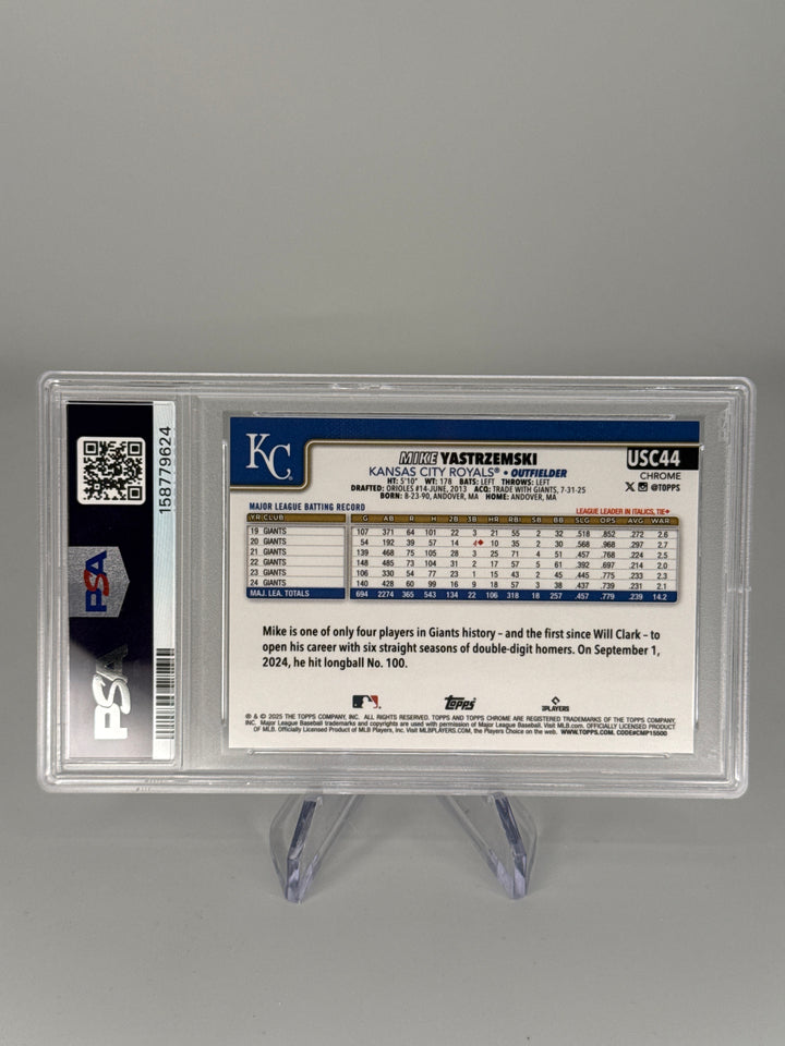 Mike Yastrzemski 2025 Topps Chrome Black Refactor, 03/10, PSA 10 Gem Mint