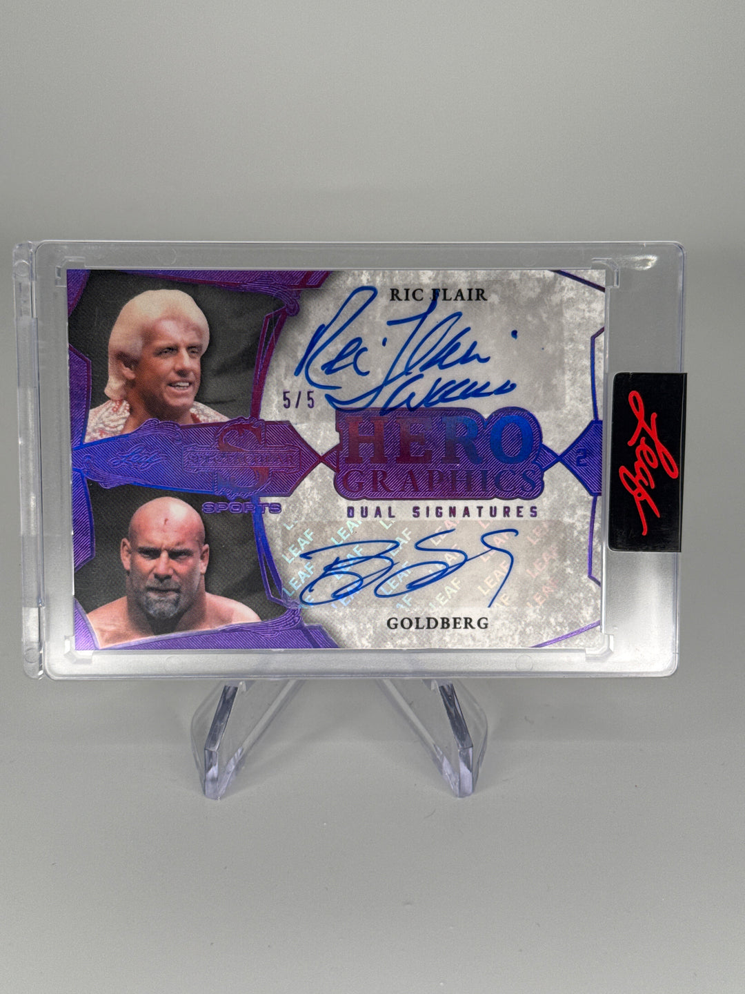 Ric Flair/Bill Goldberg 2026 Leaf Spectacular Hero Graphics Dual Auto, 5/5