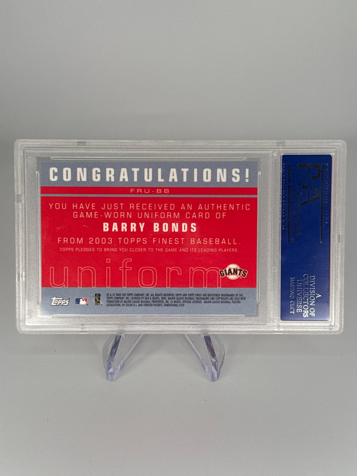 Barry Bonds 2003 Topps Finest Game Worn Relic, PSA 9 Mint