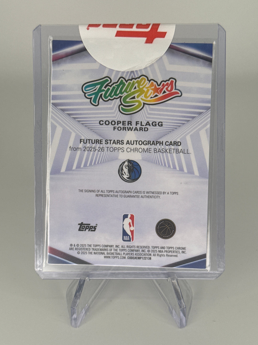 Cooper Flagg 2025 Topps Chrome Future Stars Green Refractor Rookie Auto, 62/99