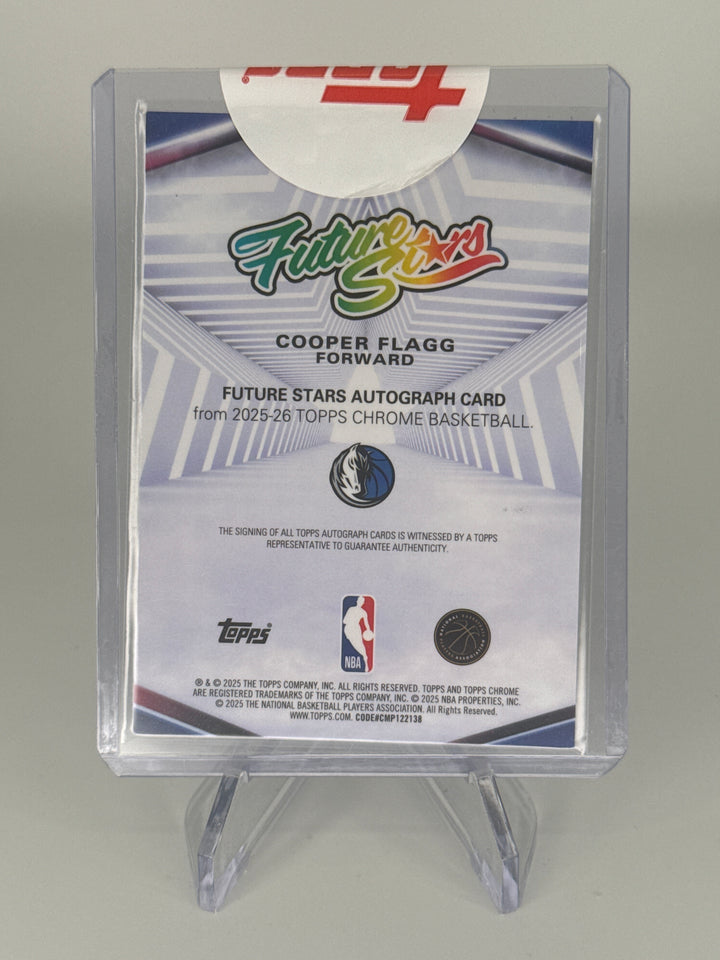 Cooper Flagg 2025 Topps Chrome Future Stars Green Refractor Rookie Auto, 62/99