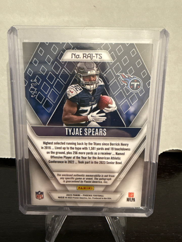 Tyjae Spears 2023 Panini Phoenix Rookie Patch Auto Yellow, 38/75
