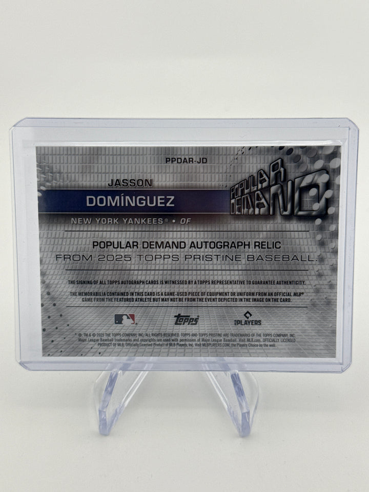 Jasson Dominguez 2025 Topps Pristine Popular Demand Auto Relic Gold Refractor, 46/50