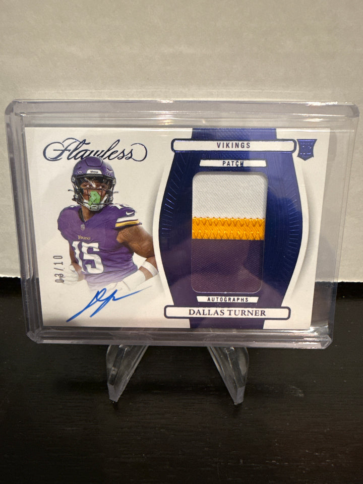 Dallas Turner 2024 Panini Flawless Rookie Patch Auto, 03/10