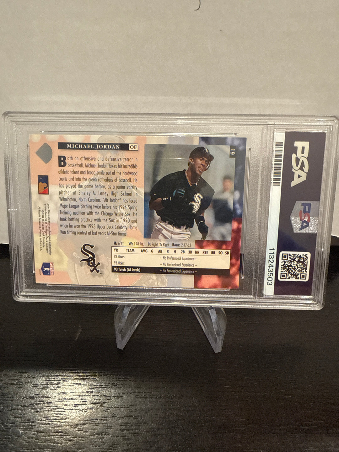 Michael Jordan 1994 Upper Deck Electric Diamond Star Rookies, PSA 9 Mint