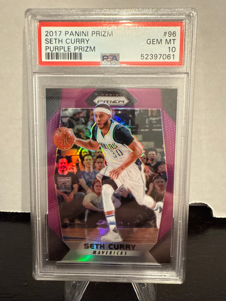 Seth Curry 2017 Panini Prizm Purple Prizm, 37/75, PSA 10 Gem Mint