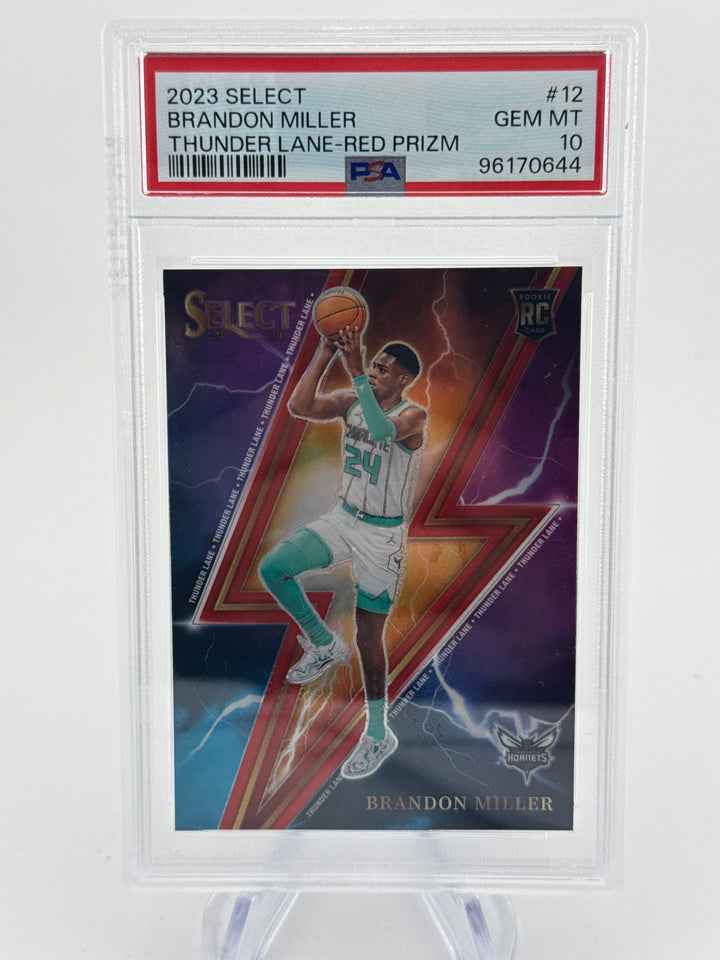 Brandon Miller 2023 Panini Select Thunder Lane Red Prizm Rookie, PSA 10 Gem Mint