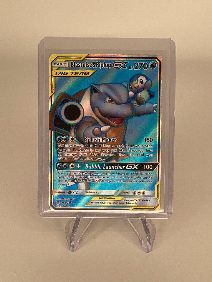 Pokémon TCG 2019 Blastoise & Piplup GX Cosmic Eclipse Full Art, 214/236
