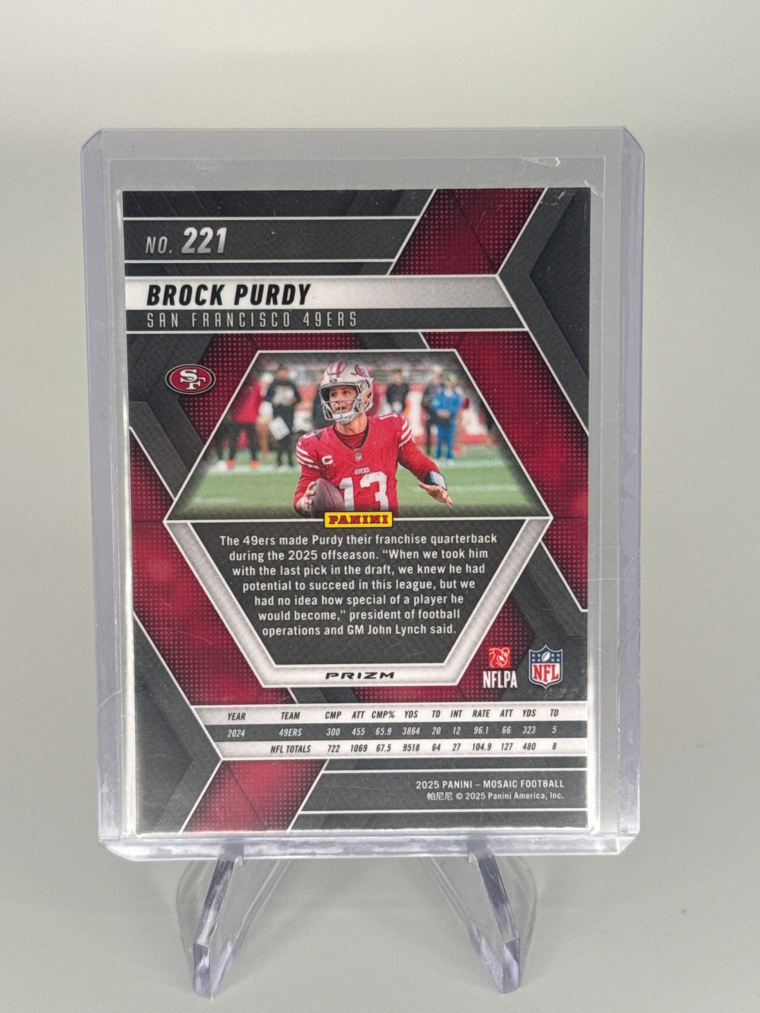 Brock Purdy 2025 Panini Mosaic White Sparkle SSP