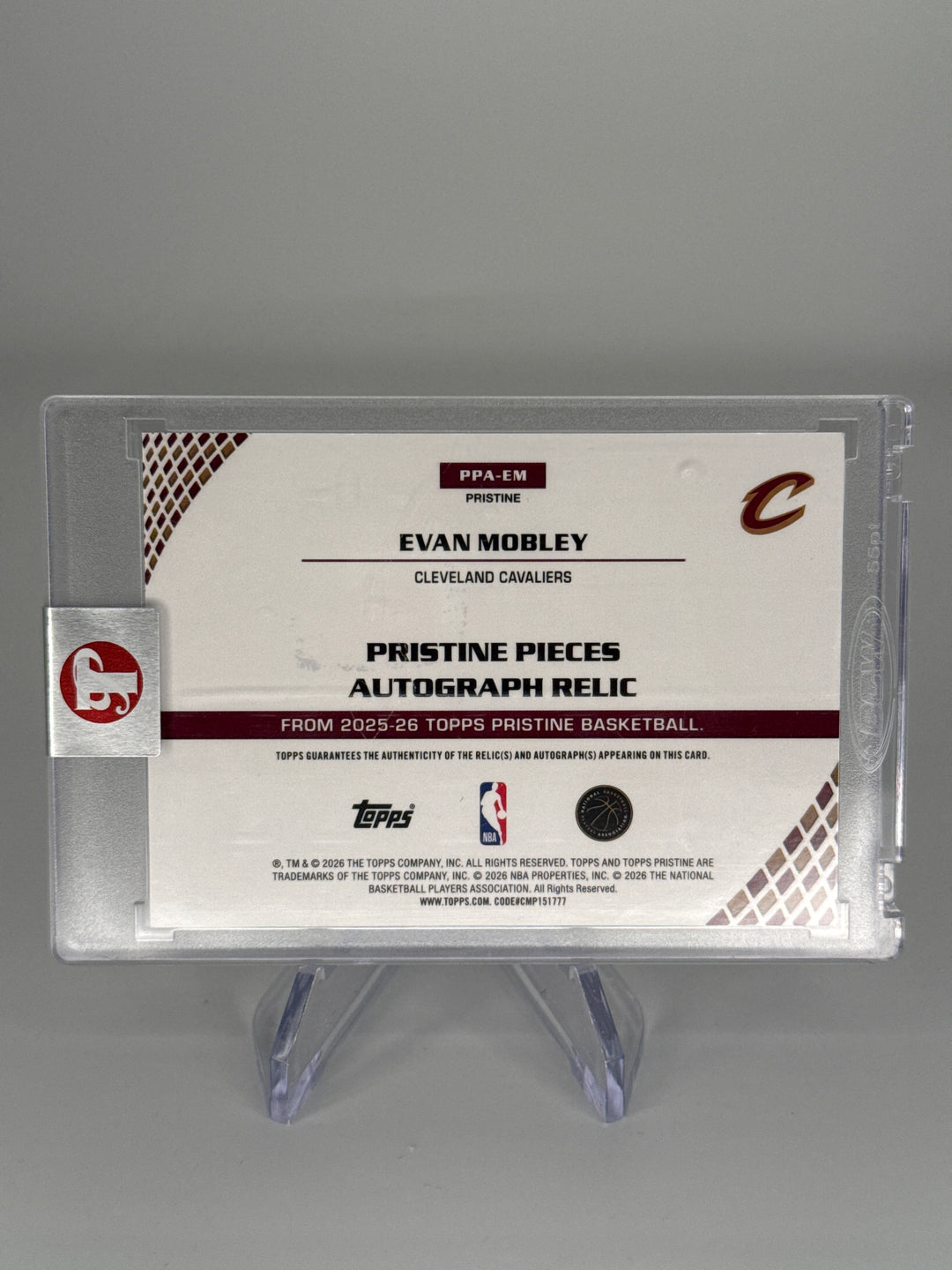 Evan Mobley 2026 Topps Pristine Auto Relic, 74/75