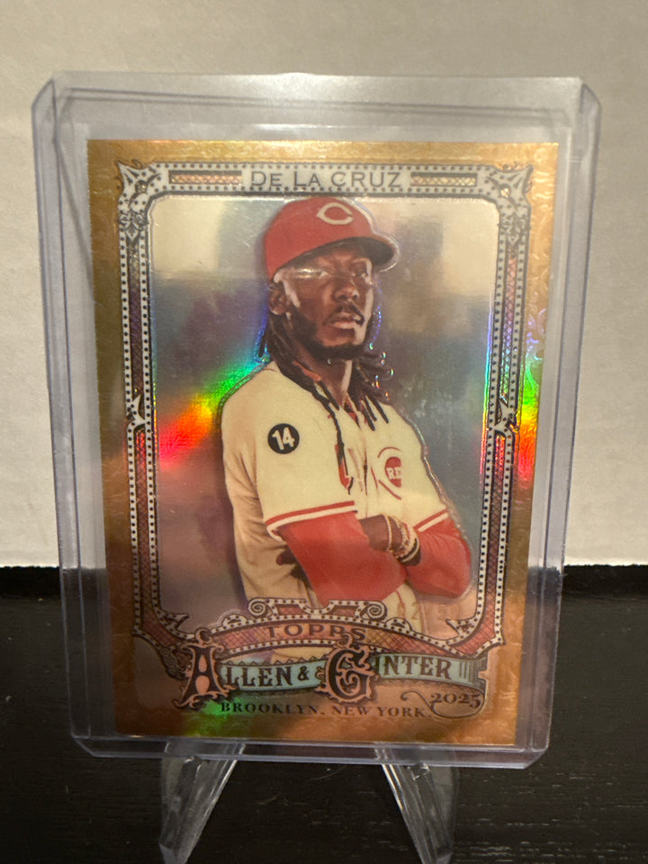 Elly De La Cruz 2025 Topps Allen and Ginter Chrome Gold Refractor, 02/50