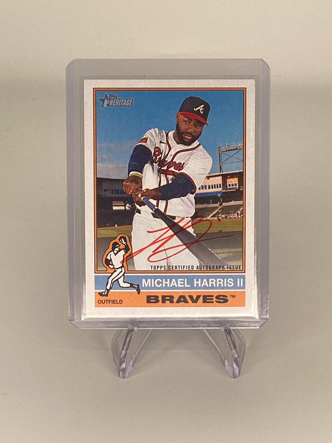 Michael Harris II 2025 Topps Heritage Real One Auto Red Ink, 65/76