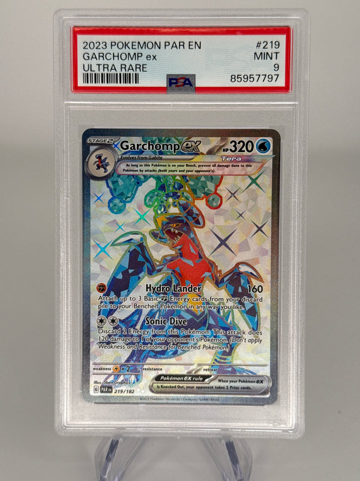 Pokémon TCG 2023 Garchomp EX Paradox Rift Ultra Rare, 219/182, PSA 9 Mint