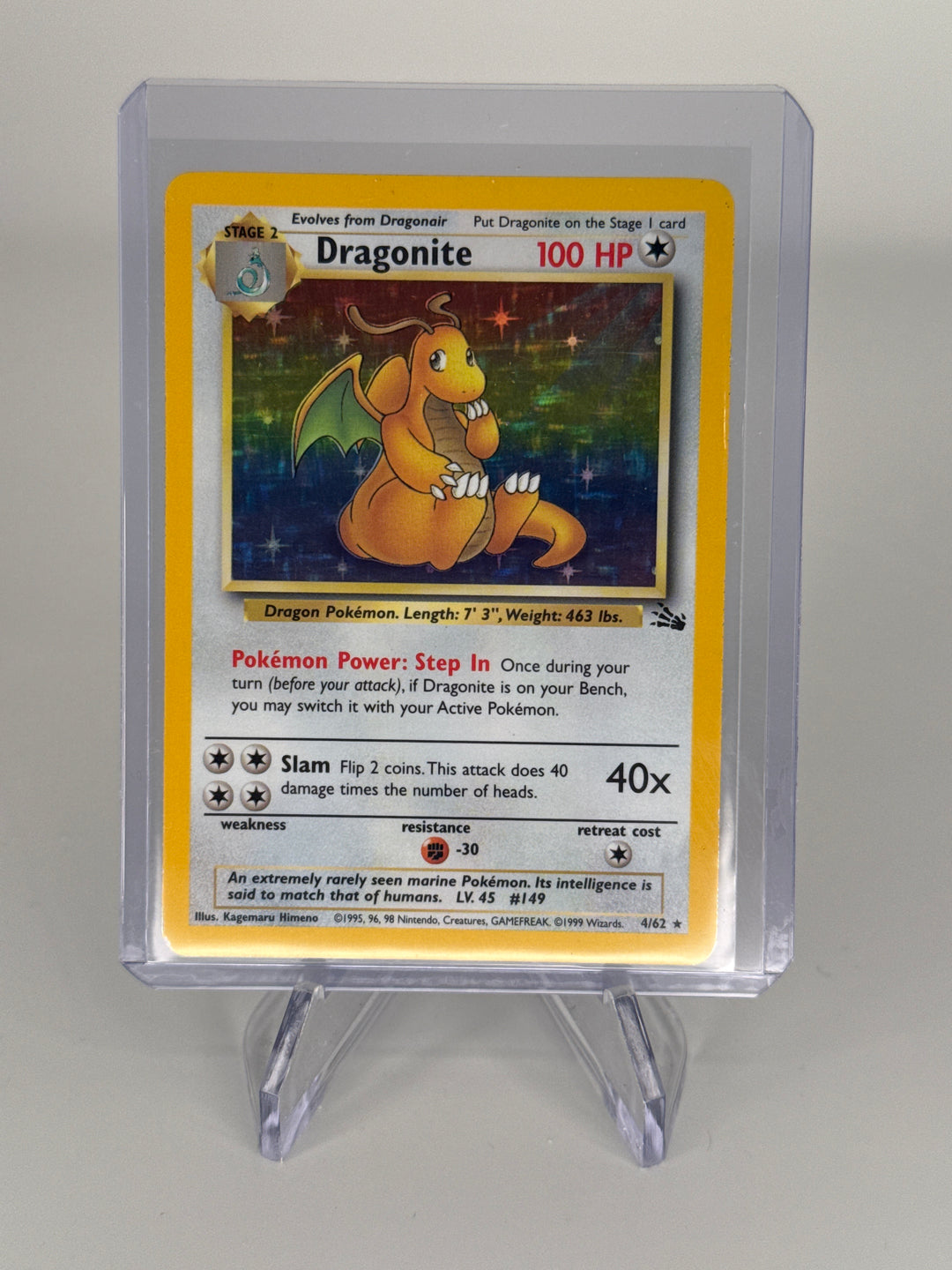 Pokemon TCG 1999 Dragonite Fossil Holo, 4/62