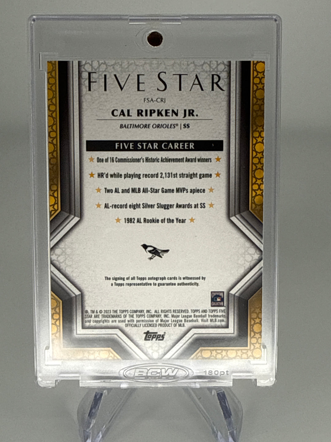 Cal Ripken Jr 2023 Topps Five Star Purple Auto, 39/50