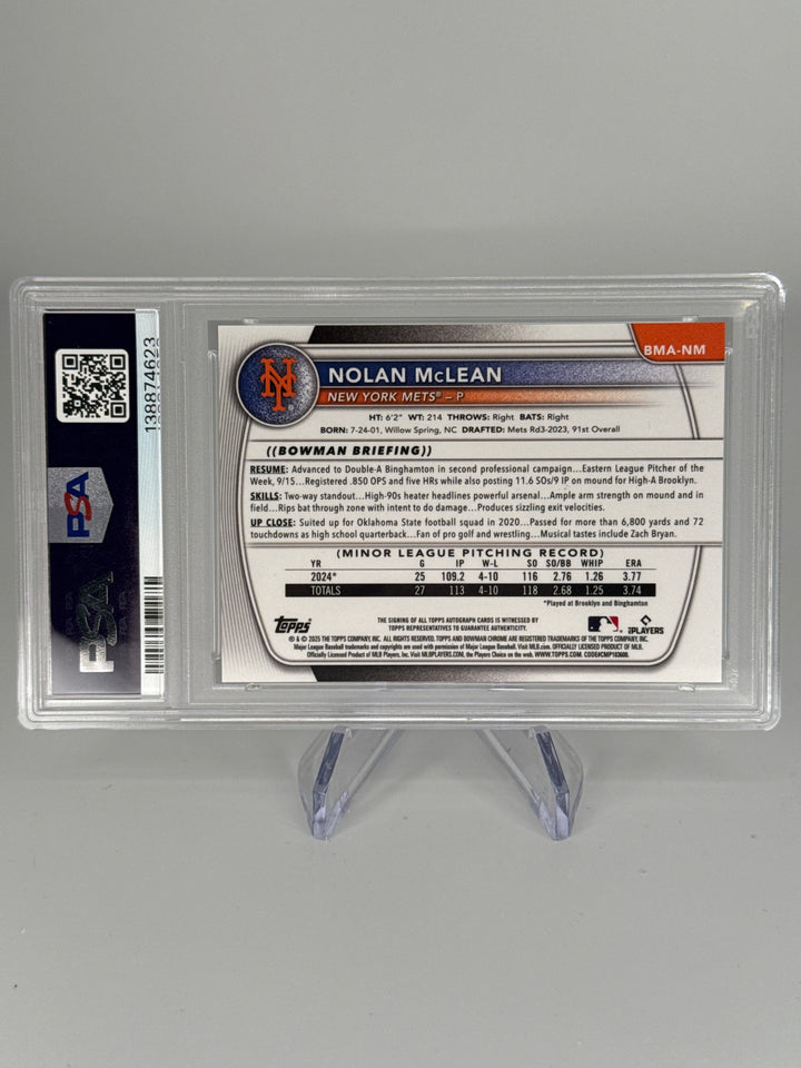 Nolan McLean 2025 Bowman Chrome Mega Box Auto, PSA 10 Gem Mint