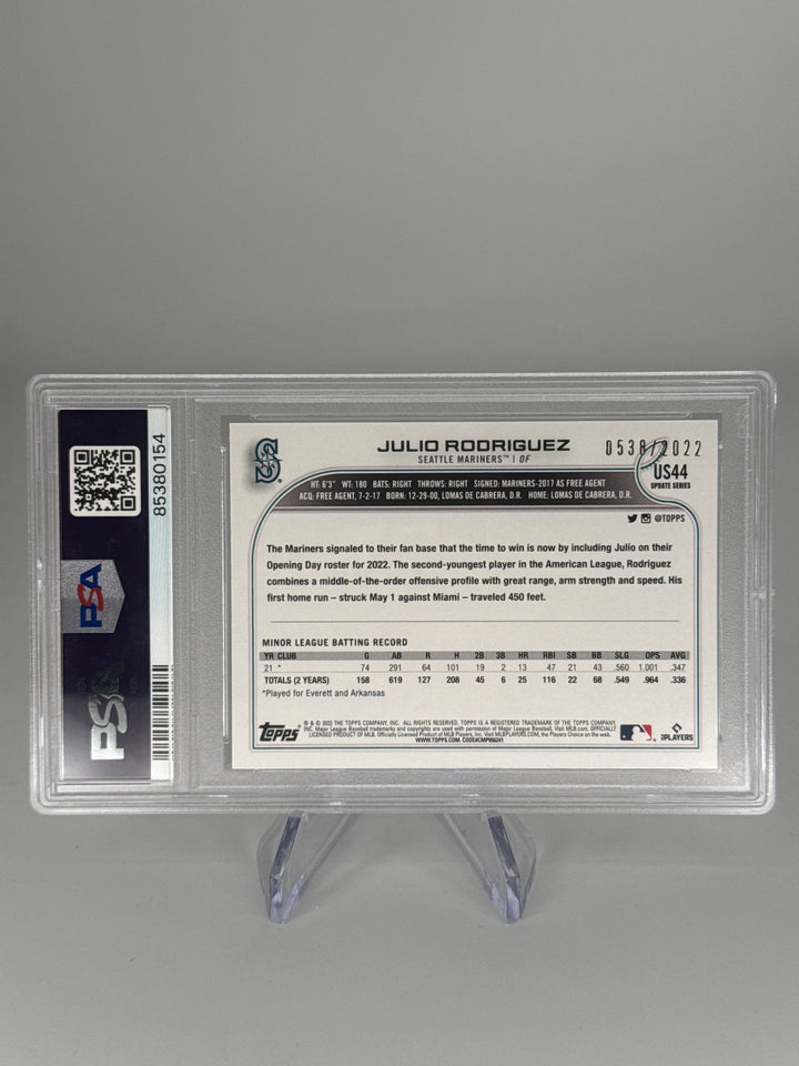 Julio Rodriguez 2022 Update Series Gold Rookie, 0538/2022, PSA 9 Mint