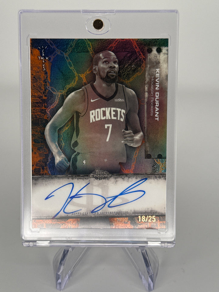 Kevin Durant 2026 Topps Chrome Cactus Orange Refractor Variation Auto, 18/25
