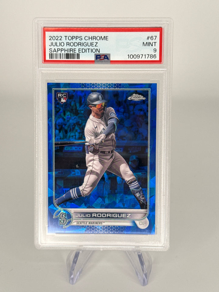 Julio Rodriguez 2022 Topps Chrome Sapphire Rookie, PSA 9 Mint