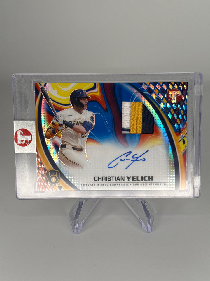 Christian Yelich 2026 Topps Pristine Pieces Auto Relic, 06/10
