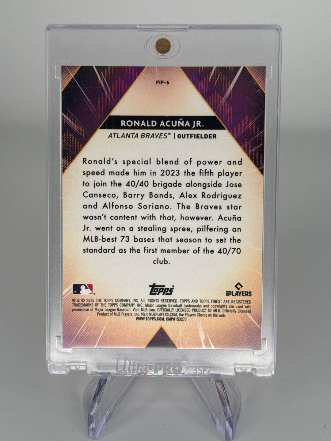 Ronald Acuna Jr. 2026 Topps Finest Forces Orange Mini Diamond SSP Case Hit, 06/25