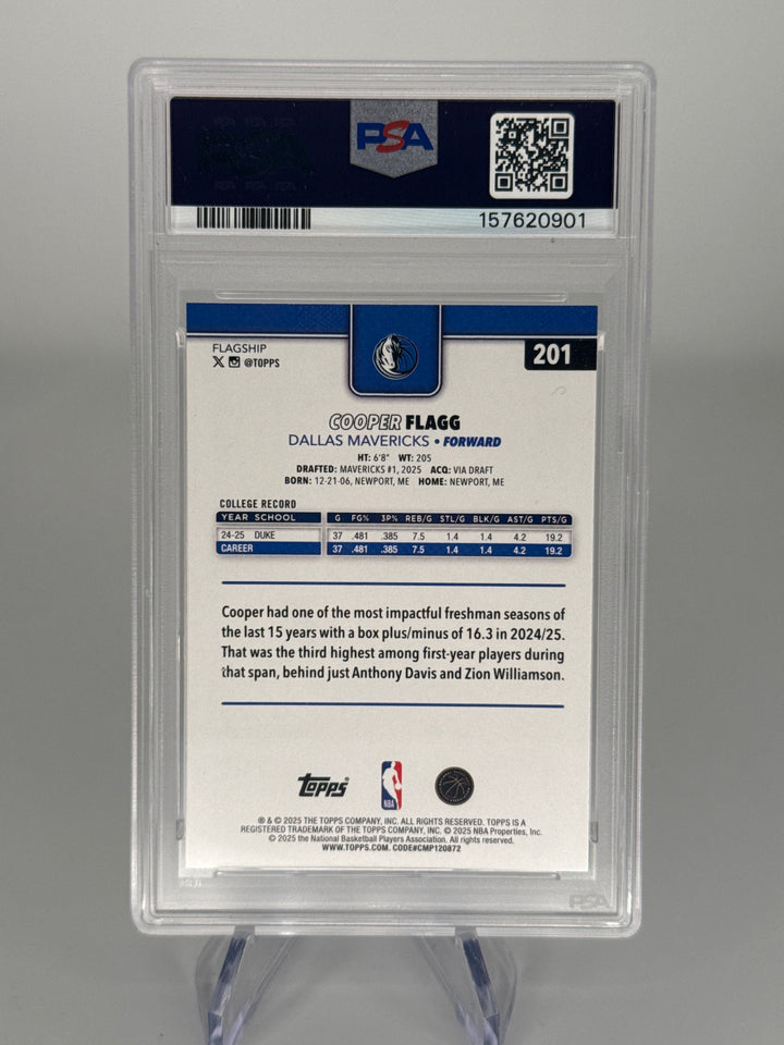 Cooper Flagg 2025 Topps Flagship Basketball Rookie, PSA 10 Gem Mint