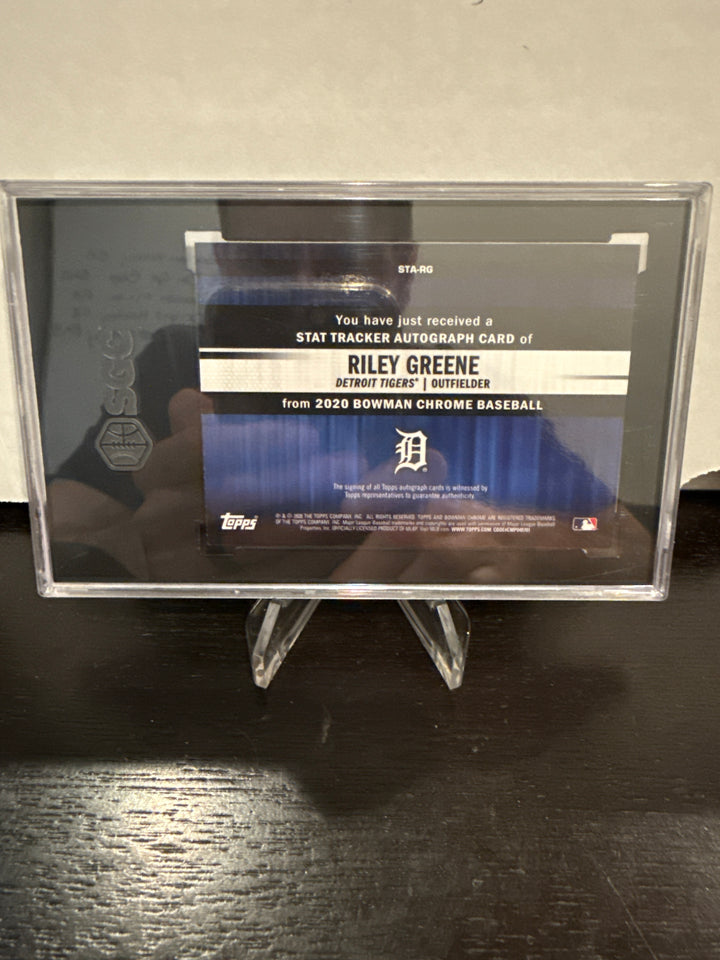 Riley Greene 2020 Bowman Chrome Stat Tracker Orange Refractor Auto, 20/25, SGC 9.5 Gem Mint