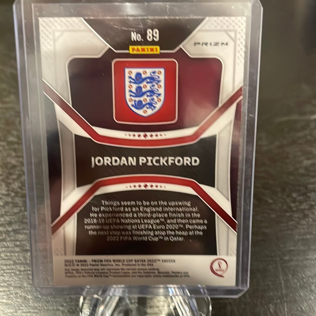 Jordan Pickford 2022 Panini Prizm Qatar World Cup Tiger SSP