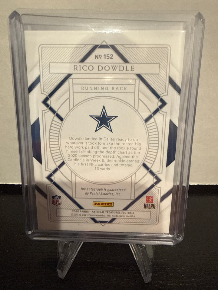 Rico Dowdle 2020 Panini National Treasures Rookie Auto, 33/35