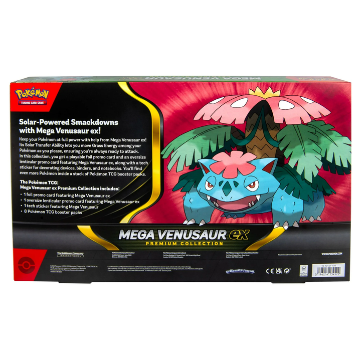 Pokémon Mega Venusaur EX Premium Collection packaging with character illustration on a white background