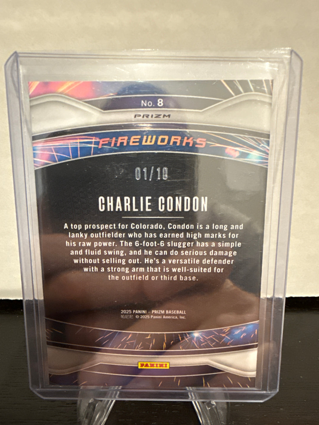 Charlie Condon 2025 Panini Prizm Fireworks Gold Prizm, 01/10