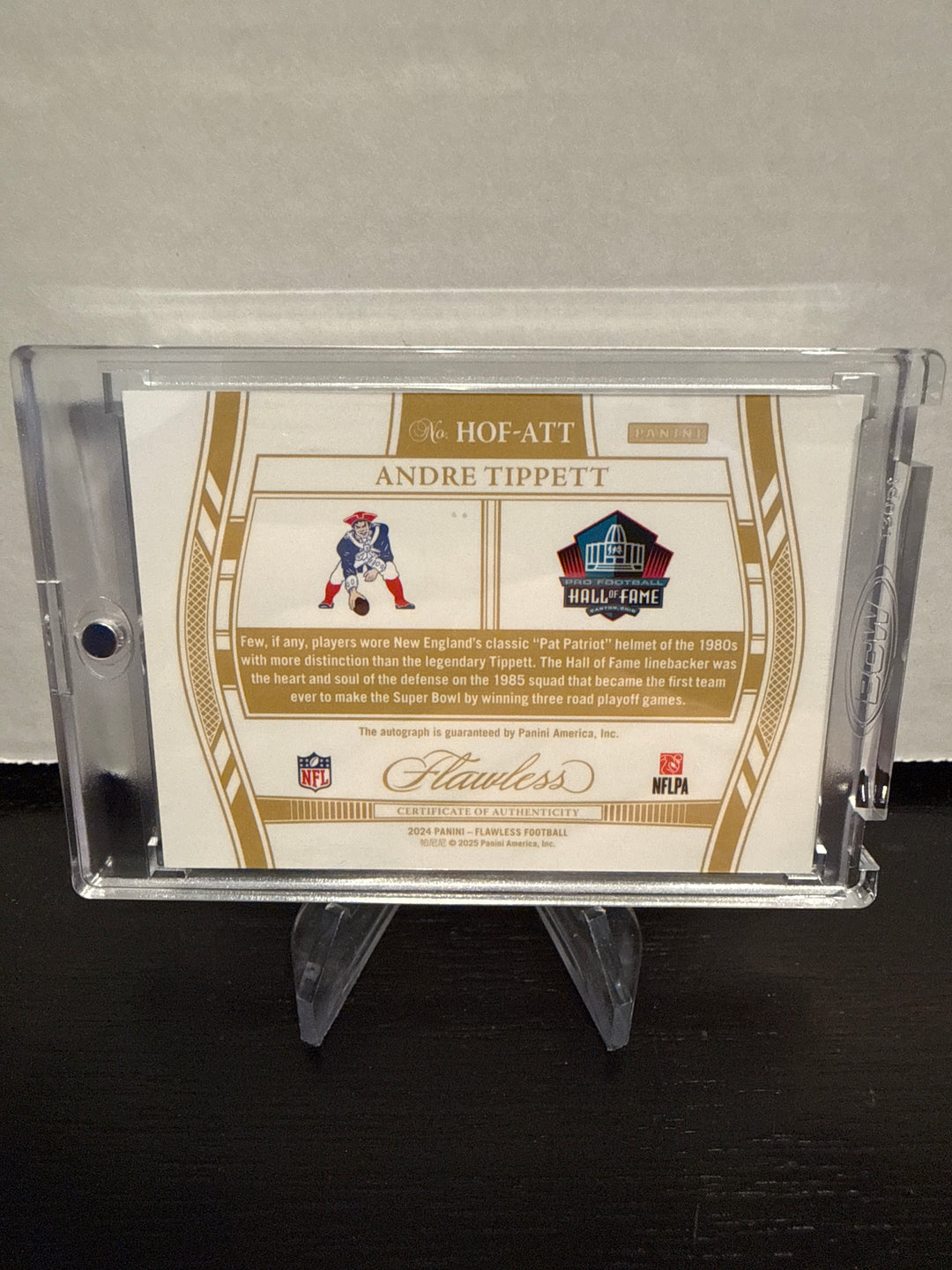 Andre Tippett 2024 Panini Flawless Hall of Fame Auto, 17/25