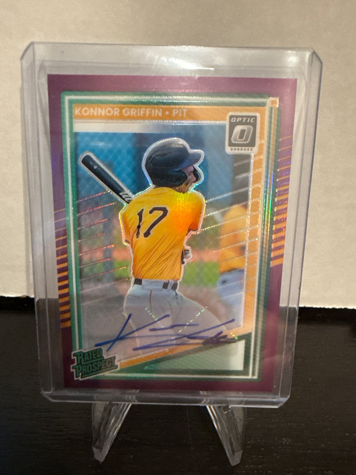 Konnor Griffin 2025 Panini Donruss Optic Rated Prospect Purple Auto, 02/49