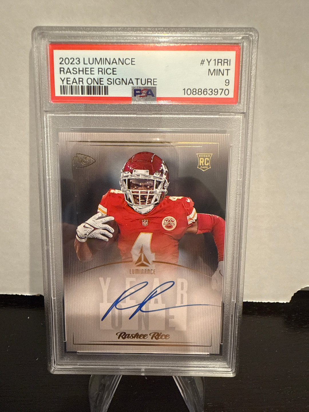 Rashee Rice 2023 Panini Luminance Year One Signature Rookie Auto, PSA 9 Mint