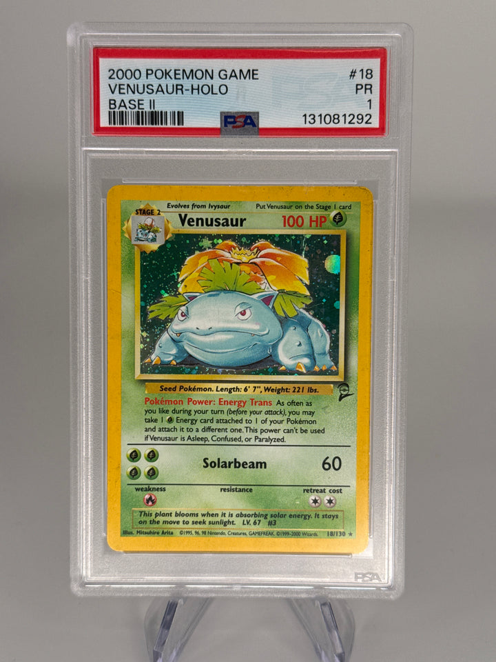 Pokemon TCG 2000 Venusaur Base 2 Holo, 18/130, PSA 1