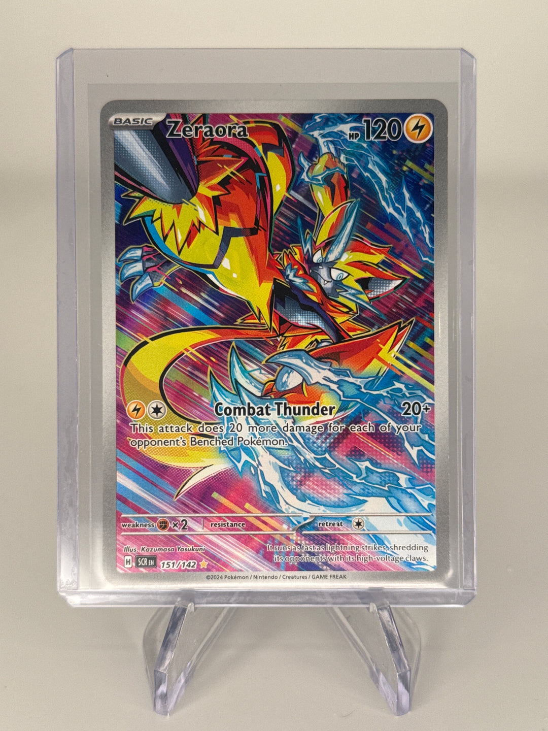 Pokémon TCG 2024 Zeraora Stellar Crown Full Art Illustration Rare, 151/142