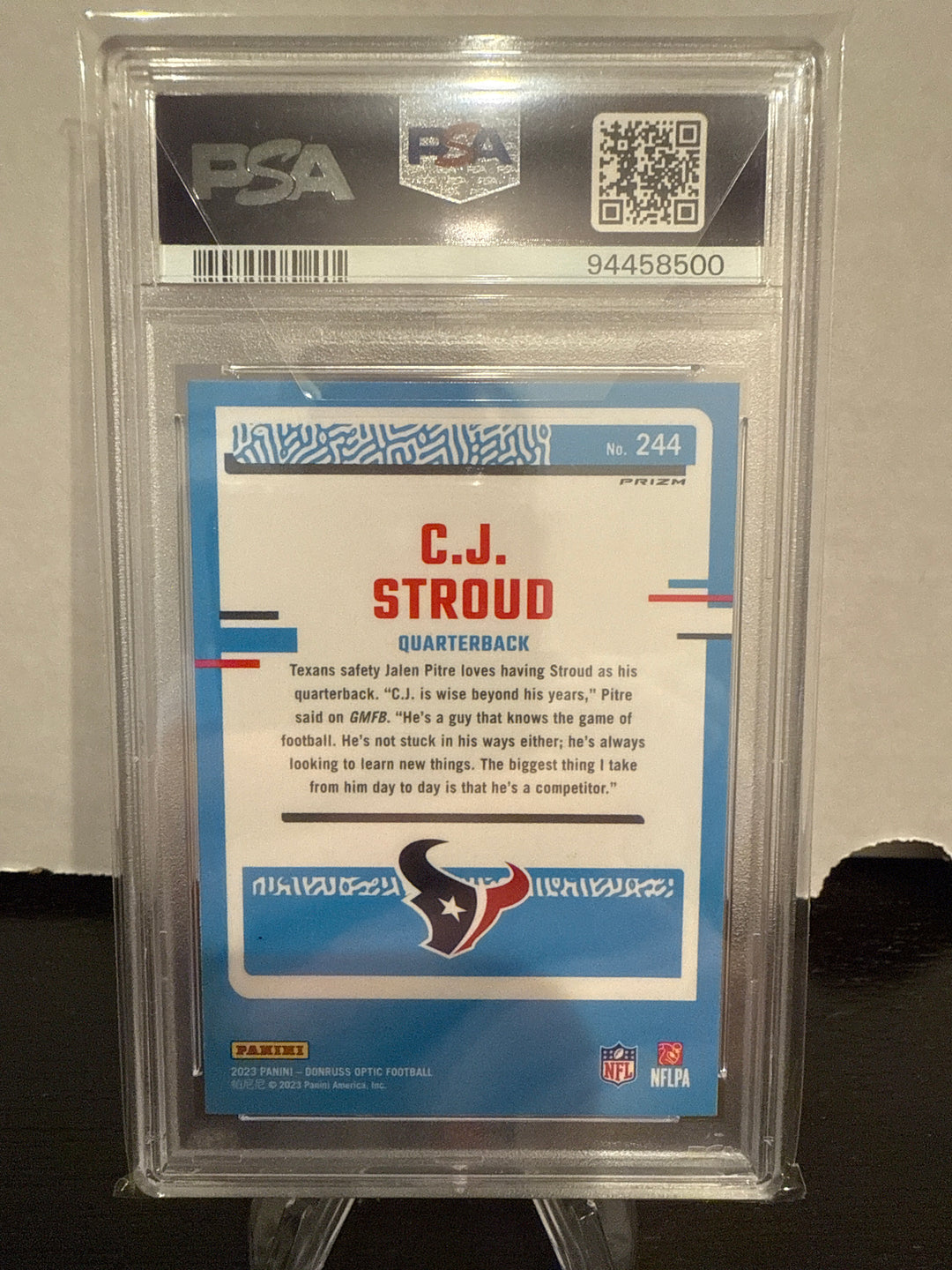 CJ Stroud 2023 Panini Donruss Optic Green Velocity Rookie, PSA 10 Gem Mint