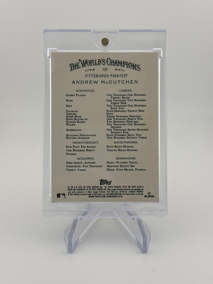 Andrew McCutchen 2025 Topps Allen & Ginter Red Foil Filagree, 4/5