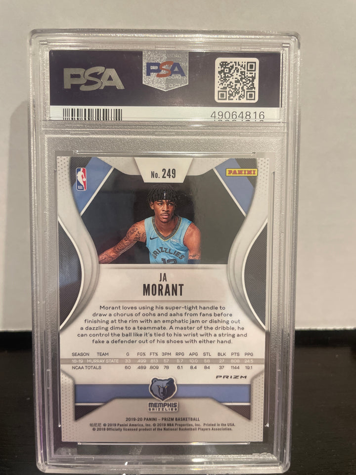 Ja Morant 2019 Panini Prizm Red/White/Blue Rookie Card, PSA 9 Mint