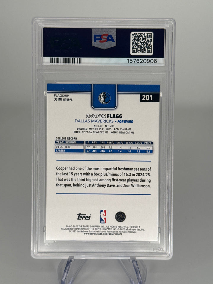 Cooper Flagg 2025 Topps Flagship Basketball Rookie, PSA 9 Mint