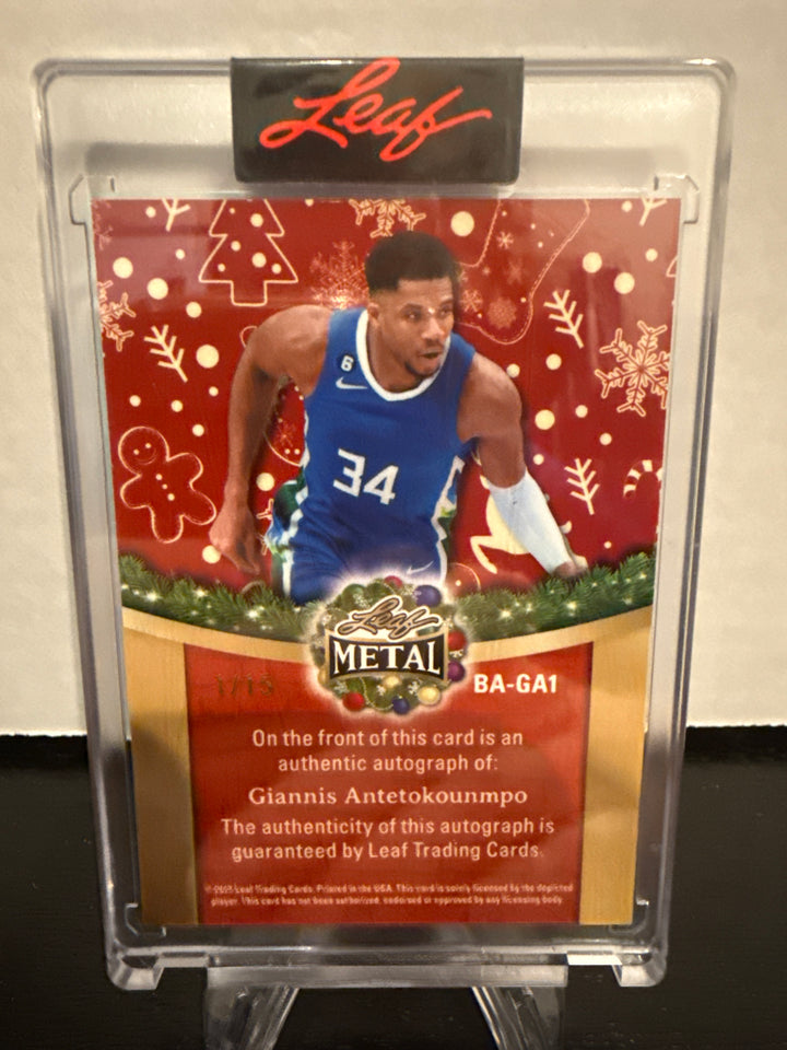 Giannis Antetokounmpo 2025 Leaf Metal Auto, 1/15