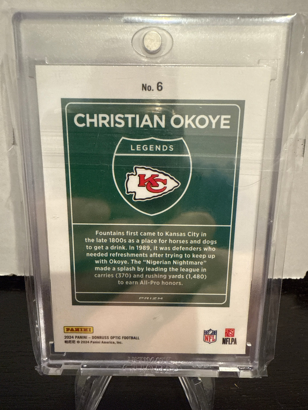 Christian Okoye 2024 Panini Donruss Optic Downtown SSP Case Hit