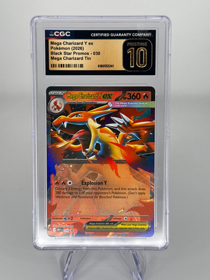 Pokemon TCG 2026 Mega Charizard Y Ex Black Star Promo Mega Charizard Tin, 030, CGC 10 Pristine