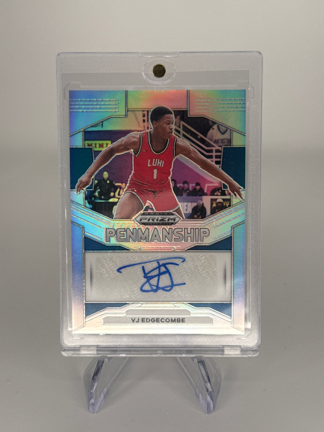 VJ Edgecombe 2024 Panini Prizm Draft Picks College Penmanship Silver Auto