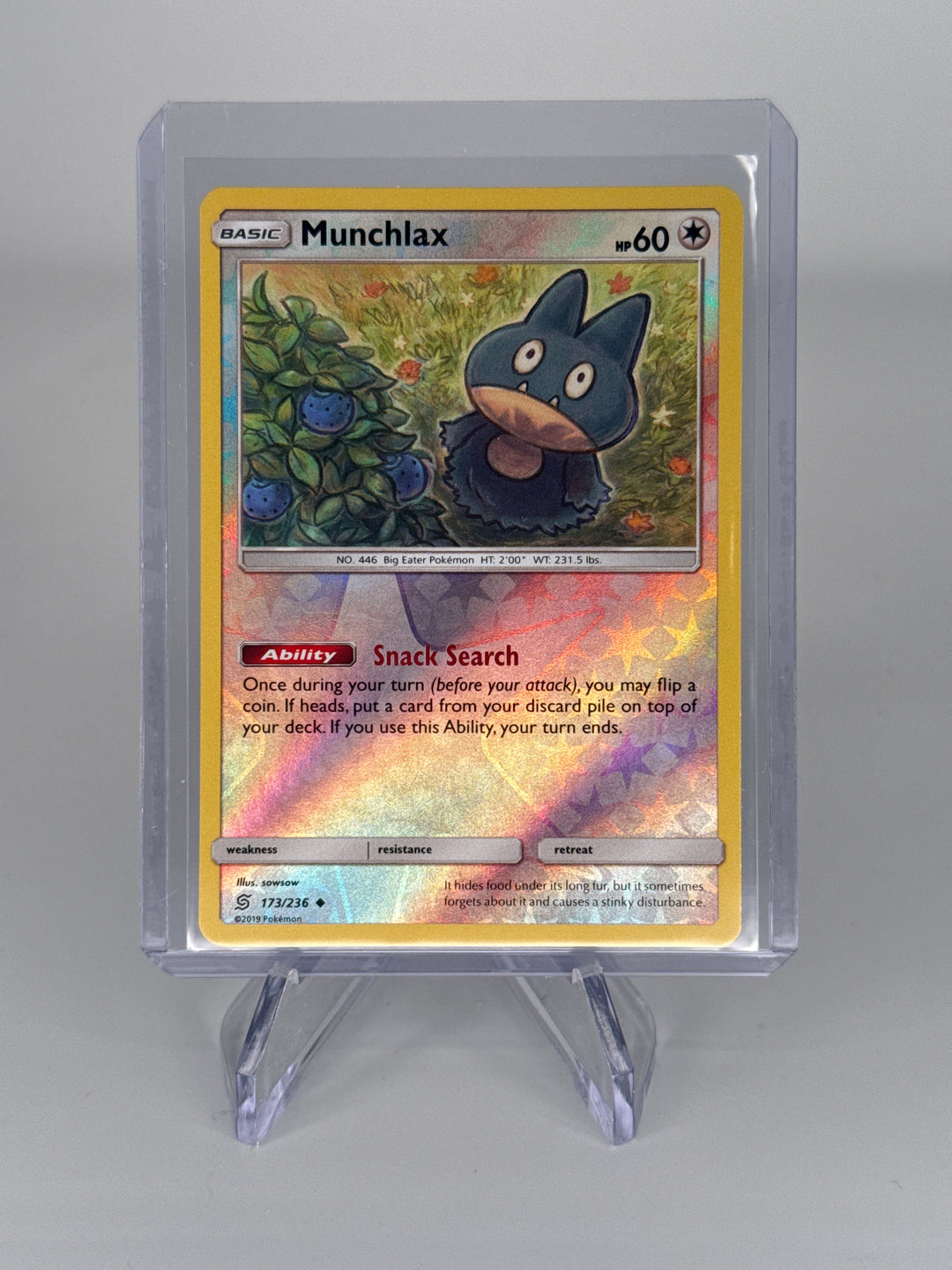 Pokemon TCG 2019 Munchlax Unified Minds Reverse Holo, 173/236