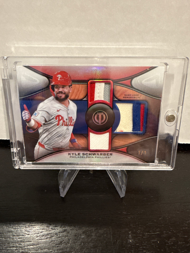 Kyle Schwarber 2025 Topps Tribute Triple Relic 1/1