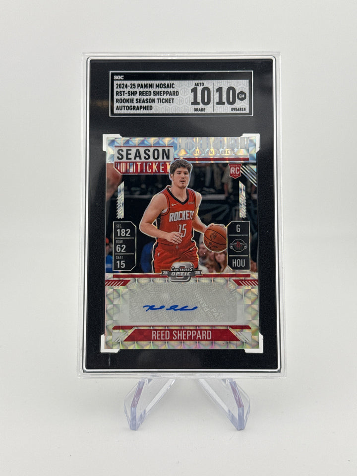 Reed Shepard 2025 Panini Mosaic Rookie Season Ticket Auto, SGC 10 Gem Mint, SGC 10 Auto